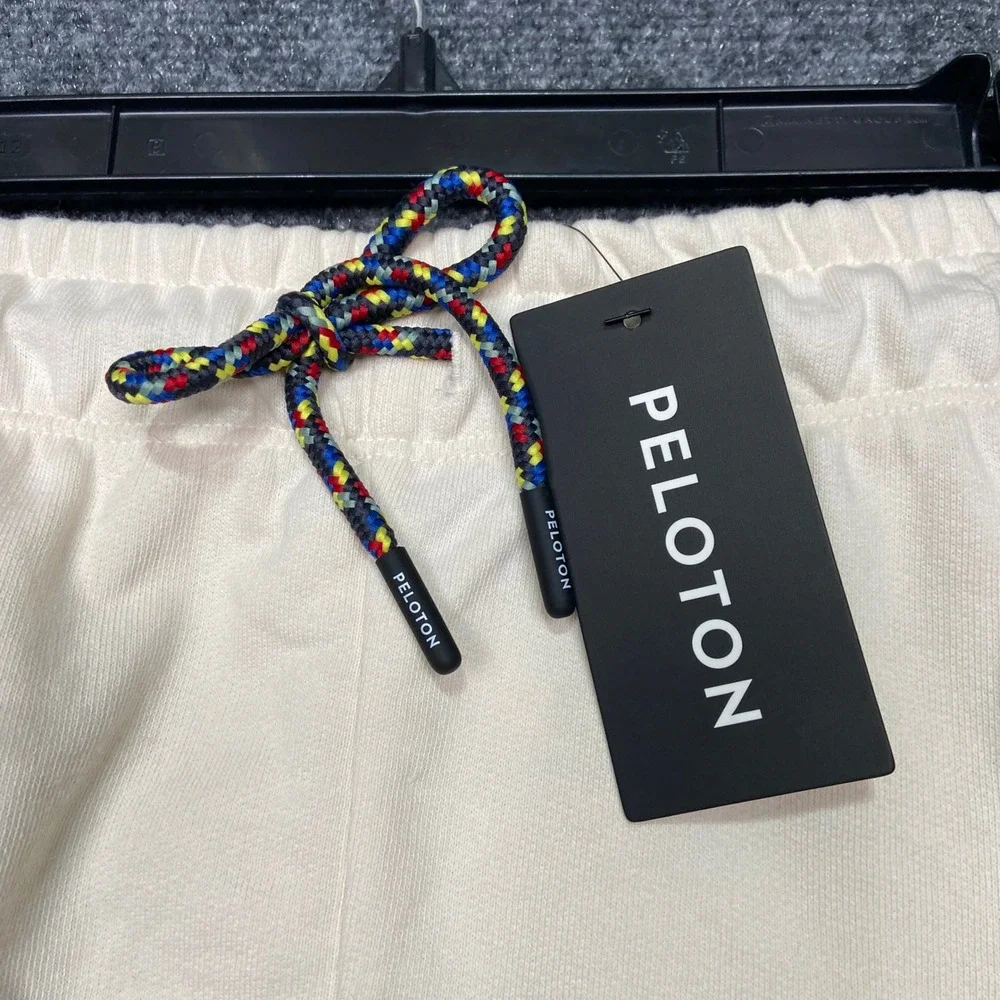 Peloton Cream Sweat Shorts Women's XXL Lounge Gym‎ Activewear Embroidered NWT$68